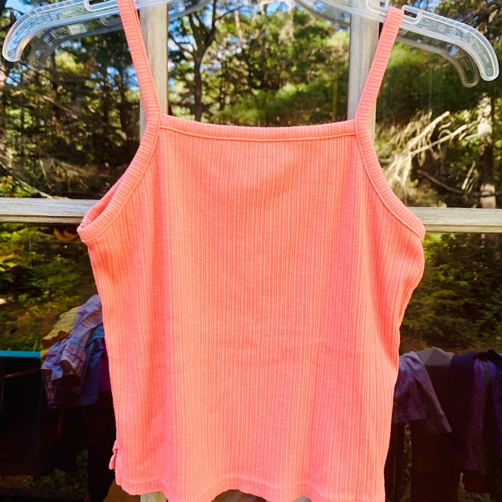 Old navy girls 10-12 cropped ribbed orange spaghetti strap tank top shirt